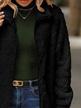 Fuzzy Pocketed Zip Up Jacket - Trendsi - Flyclothing LLC