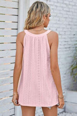 Openwork Round Neck Wide Strap Tank - Trendsi - Flyclothing LLC