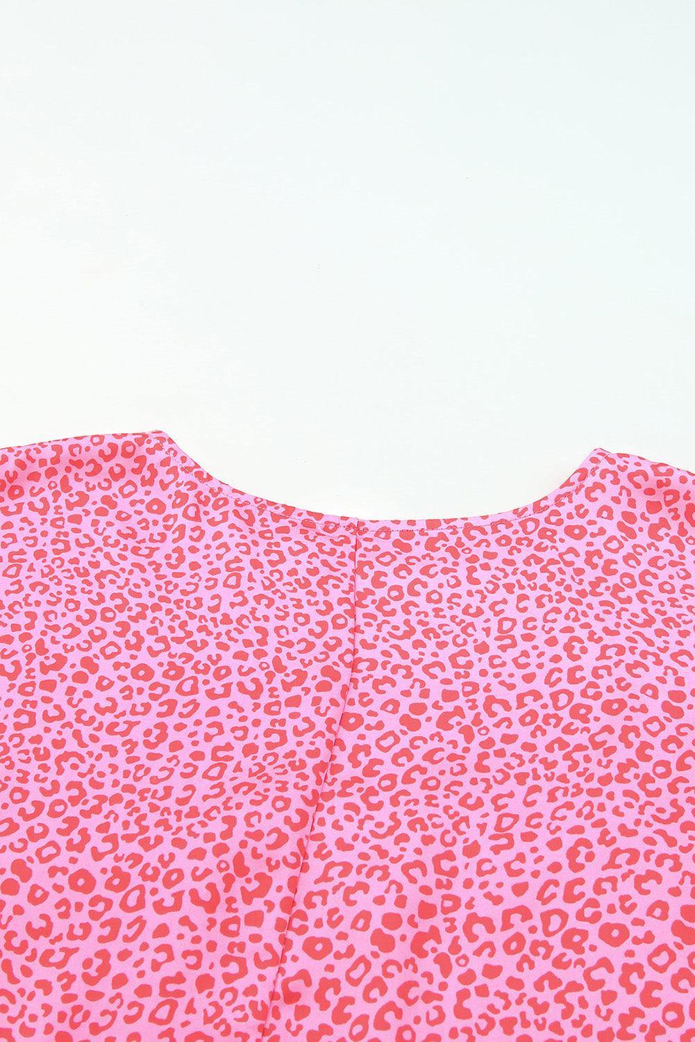Leopard Smocked Flounce Sleeve Blouse - Trendsi