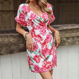 Floral Tied Short Sleeve Mini Dress - Trendsi - Flyclothing LLC