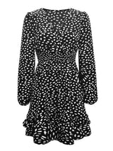 Printed Ruffle Trim Smocked Mini Dress - Trendsi - Flyclothing LLC