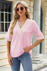 V-Neck Half Sleeve T-Shirt - Trendsi - Flyclothing LLC