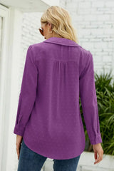 Swiss Dot Johnny Collar Blouse - Trendsi - Flyclothing LLC