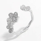 925 Sterling Silver Inlaid Zircon Open Ring - Trendsi - Flyclothing LLC