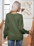 Cable-Knit Round Neck Buttoned Sweater - Trendsi - Flyclothing LLC