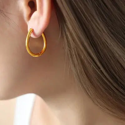 Titanium Steel Huggie Earrings - Trendsi - Flyclothing LLC