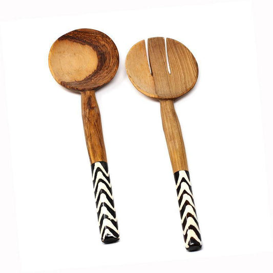 Olive Serving Set with Bone Handles 10 inch - Jedando