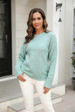 Round Neck Ribbed Long Sleeve Sweater - Trendsi - Flyclothing LLC