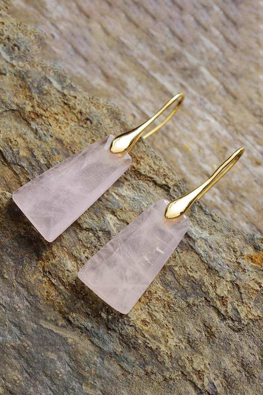 Handmade Geometrical Shape Natural Stone Dangle Earrings - Trendsi - Flyclothing LLC