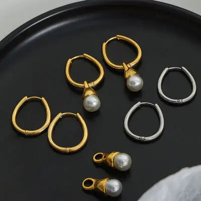 Titanium Steel Huggie Earrings - Trendsi - Flyclothing LLC