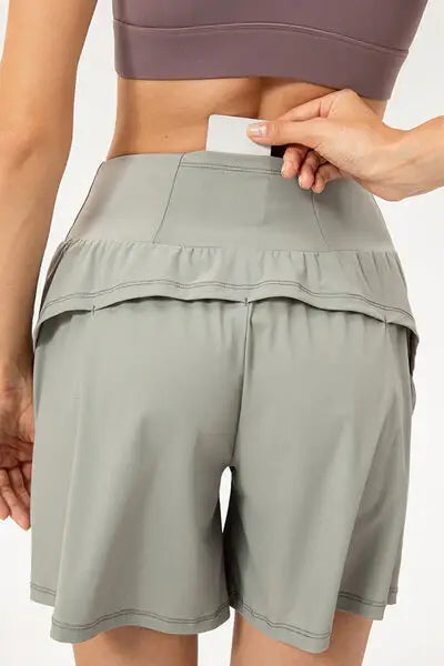 Pocketed Elastic Waist Active Shorts - Trendsi - Flyclothing LLC