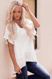 Flutter Sleeve High-Low Top - Trendsi - Flyclothing LLC