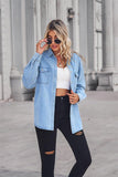 Collared Neck Dropped Shoulder Denim Top - Trendsi