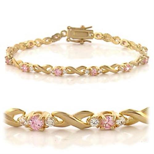 Alamode Gold Brass Bracelet with AAA Grade CZ in Rose - Flyclothing LLC