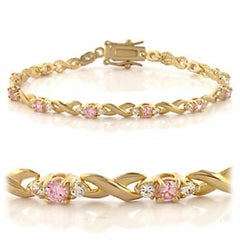 Alamode Gold Brass Bracelet with AAA Grade CZ in Rose - Flyclothing LLC