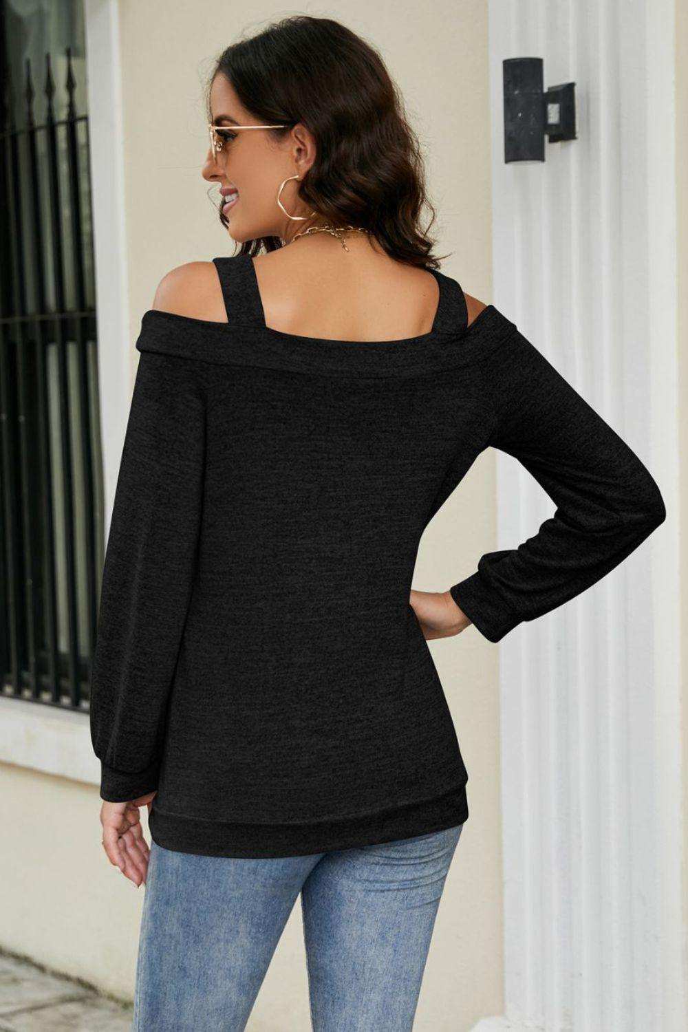 Cutout Cold-Shoulder Top - Trendsi - Flyclothing LLC