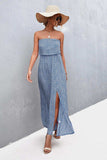Strapless Split Maxi Dress - Trendsi - Flyclothing LLC
