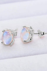 Natural Moonstone 4-Prong Stud Earrings - Trendsi