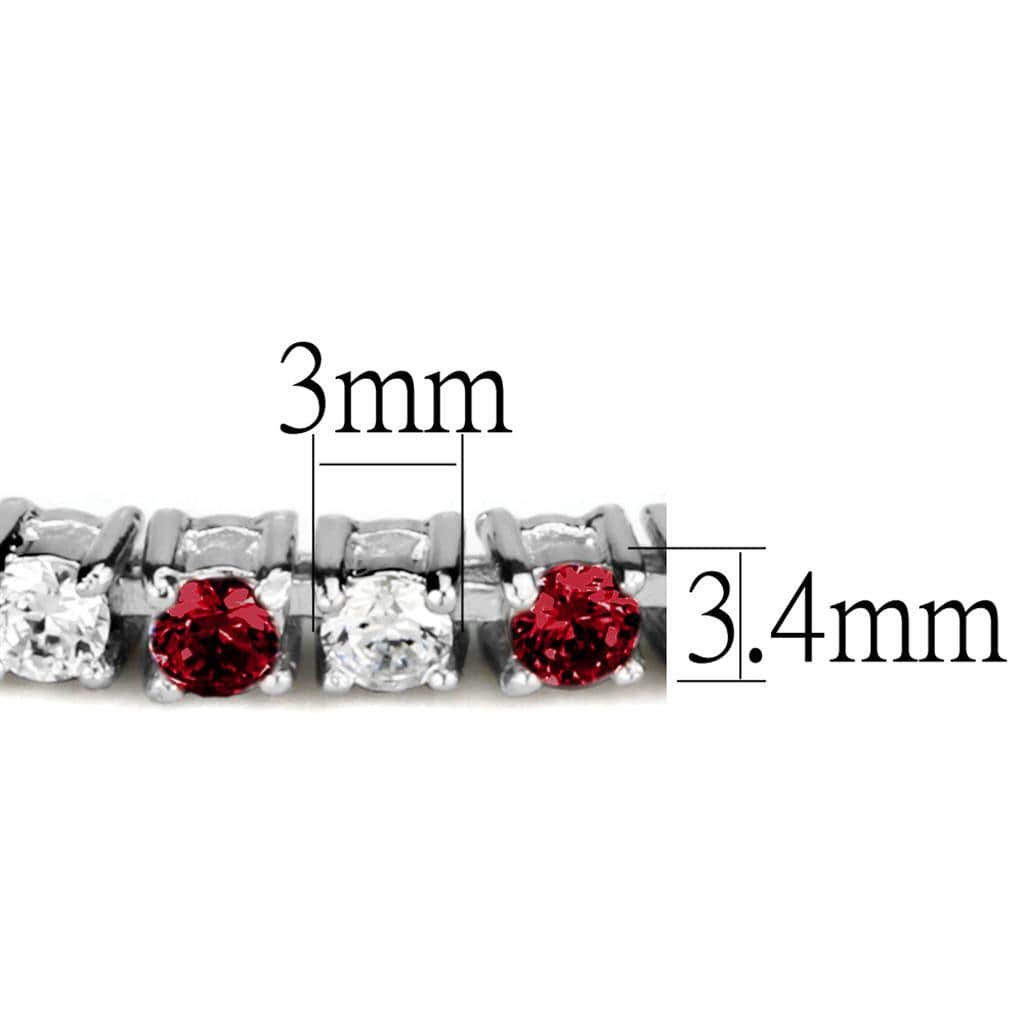 Alamode Rhodium Brass Bracelet with Synthetic Garnet in Ruby - Alamode - Flyclothing LLC