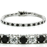 Alamode Rhodium Brass Bracelet with AAA Grade CZ in Black Diamond - Alamode