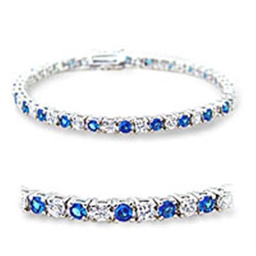 Alamode Rhodium Brass Bracelet with Synthetic Spinel in Montana - Alamode