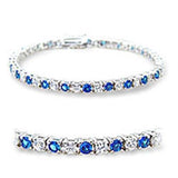 Alamode Rhodium Brass Bracelet with Synthetic Spinel in Montana - Alamode