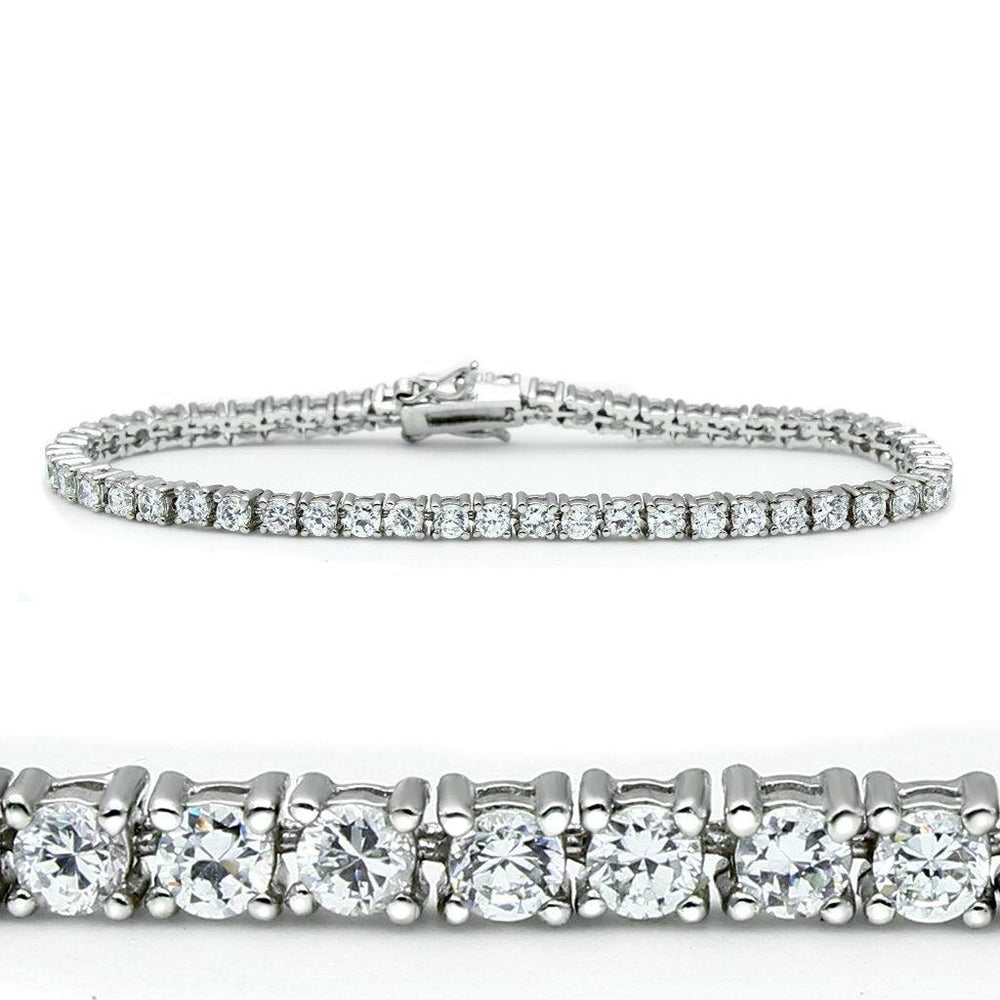 Alamode Rhodium Brass Bracelet with AAA Grade CZ in Clear - Alamode