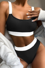 Color Block Scoop Neck Bikini Set - Trendsi
