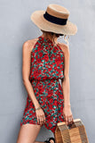 Floral Tied Sleeveless Mini Dress - Trendsi