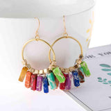 Multicolored Stone Dangle Earrings - Trendsi