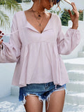 Puff Sleeve Babydoll Blouse - Trendsi