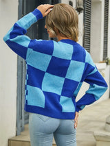 Plaid V-Neck Dropped Shoulder Cardigan - Trendsi - Flyclothing LLC