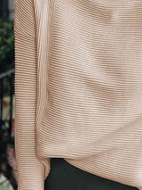 Ribbed Mock Neck Long Sleeve Sweater - Trendsi - Flyclothing LLC