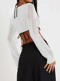 Openwork Tied Dropped Shoulder Cardigan - Trendsi - Flyclothing LLC