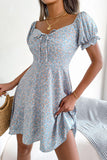 Ditsy Floral Drawstring A-Line Dress - Trendsi
