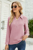 Swiss Dot Johnny Collar Blouse - Trendsi - Flyclothing LLC
