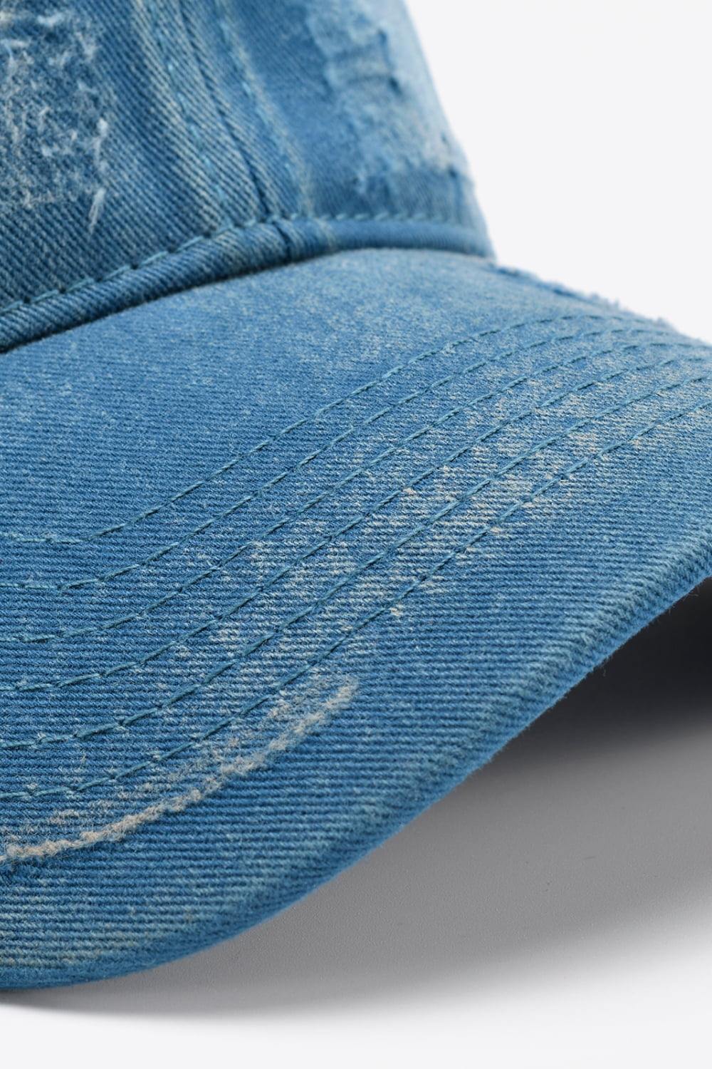 Distressed Adjustable Baseball Cap - Trendsi