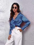Button Up Collared Neck Long Sleeve Shirt - Trendsi - Flyclothing LLC