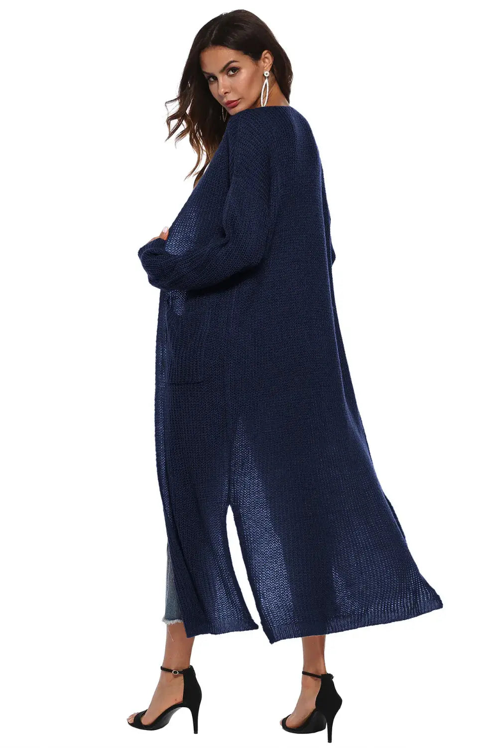 Long Sleeve Open Front Buttoned Cardigan - Trendsi - Flyclothing LLC