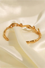 Inlaid Synthetic Pearl Open Bracelet - Trendsi