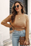 Cropped Round Neck Dropped Shoulder Pullover Sweater - Trendsi - Flyclothing LLC