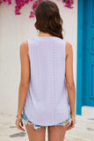 Eyelet Notched Sleeveless Top - Trendsi - Flyclothing LLC