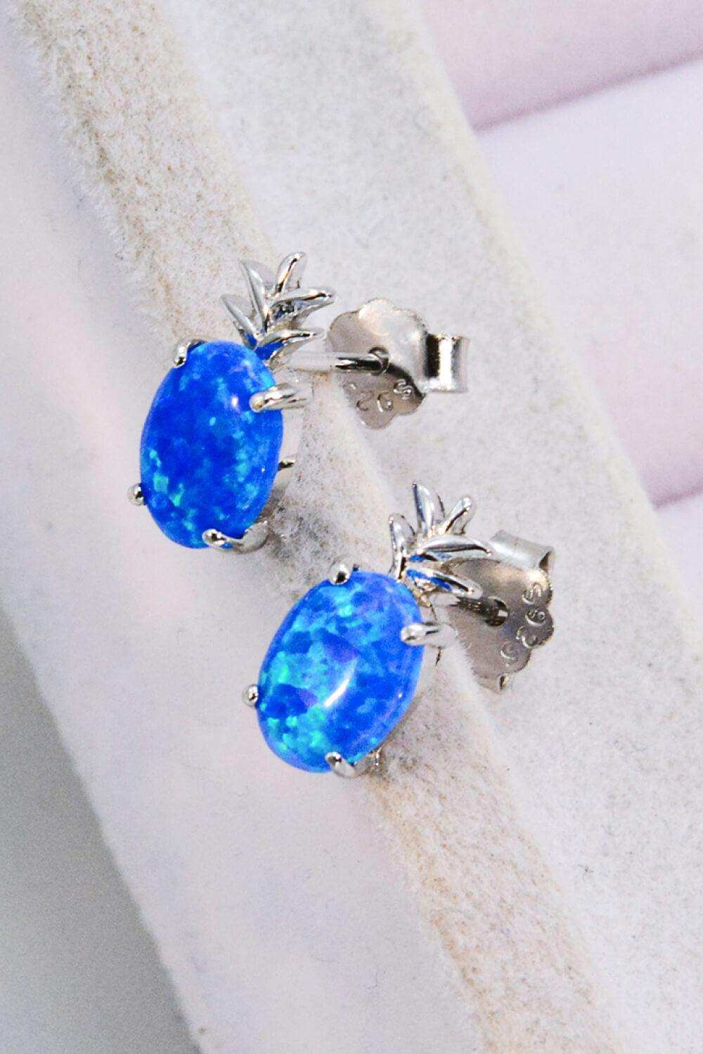 Opal Pineapple Platinum-Plated Earrings - Trendsi - Flyclothing LLC