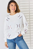 Sequin Ball Round Neck Dropped Shoulder Sweatshirt - Trendsi