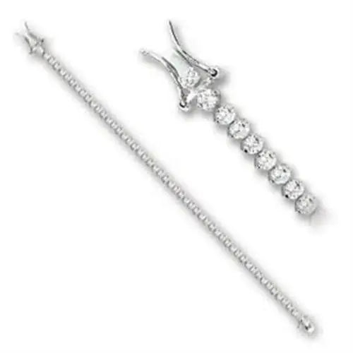 Alamode Rhodium Brass Bracelet with AAA Grade CZ in Clear - Alamode - Flyclothing LLC