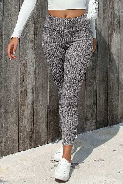 Ribbed High Waist Leggings - Trendsi - Flyclothing LLC