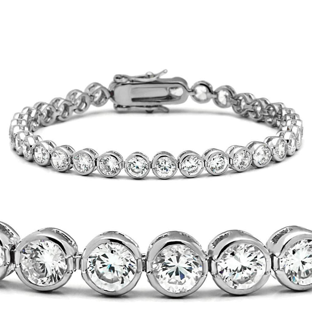 Alamode Rhodium Brass Bracelet with AAA Grade CZ in Clear - Alamode