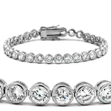 Alamode Rhodium Brass Bracelet with AAA Grade CZ in Clear - Alamode