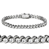 Alamode Rhodium Brass Bracelet with AAA Grade CZ in Clear - Alamode