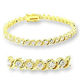 Alamode Gold Brass Bracelet with AAA Grade CZ in Clear - Alamode